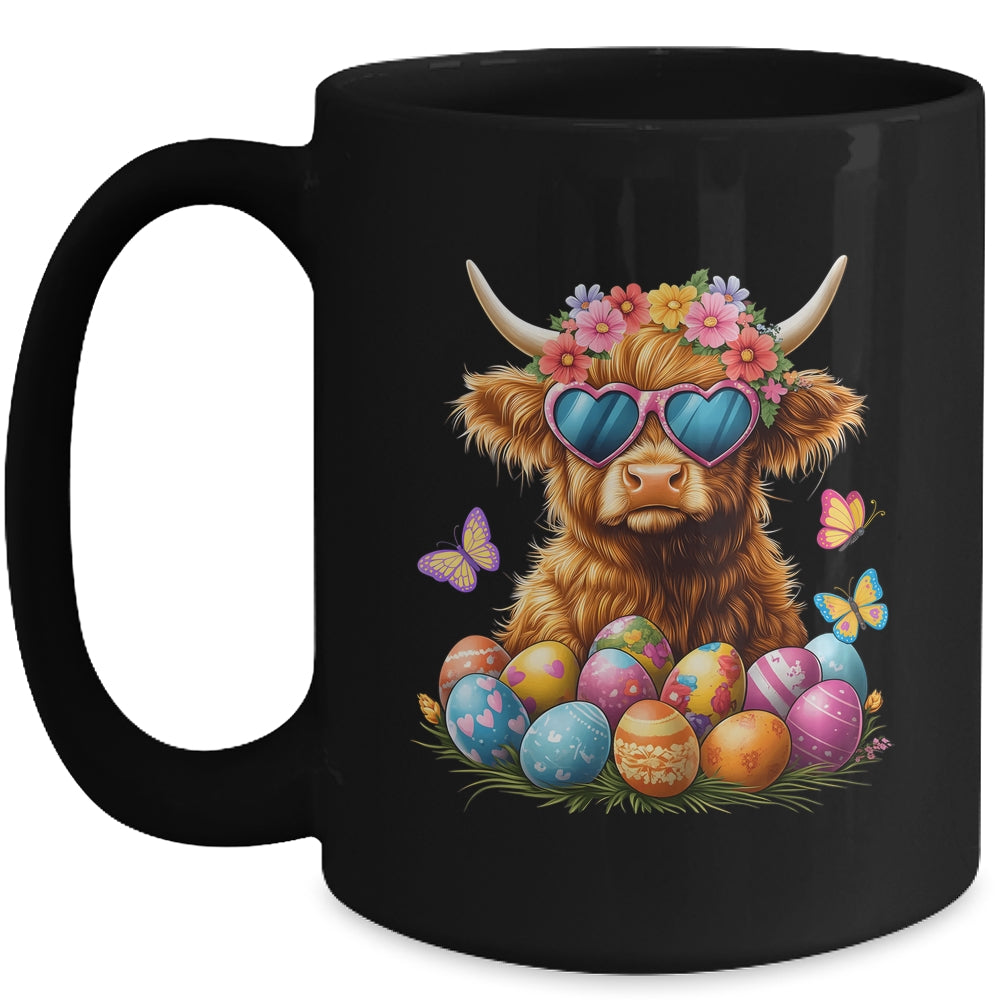 Happy Easter Highland Cow Women Girl Easter Day Farmer Mug | teecentury