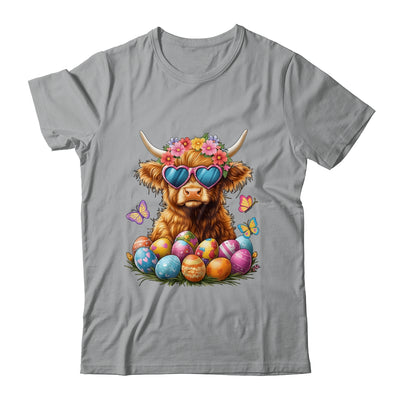 Happy Easter Highland Cow Women Girl Easter Day Farmer Shirt & Tank Top | teecentury