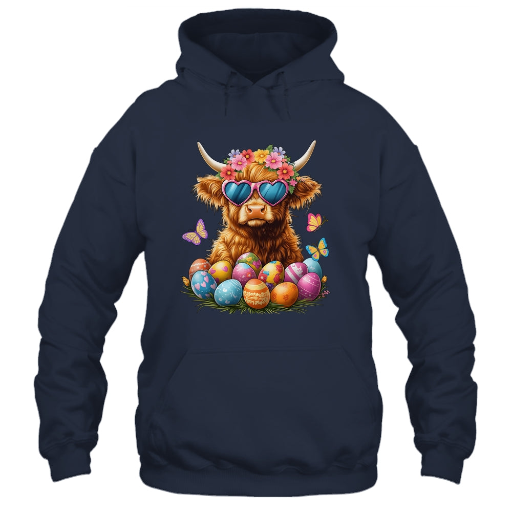 Happy Easter Highland Cow Women Girl Easter Day Farmer Shirt & Tank Top | teecentury