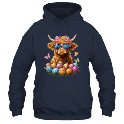 Happy Easter Highland Cow Women Girl Easter Day Farmer Shirt & Tank Top | teecentury