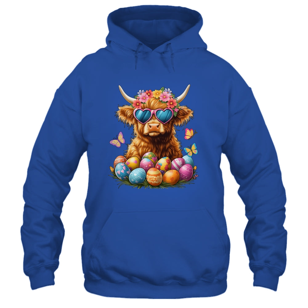 Happy Easter Highland Cow Women Girl Easter Day Farmer Shirt & Tank Top | teecentury