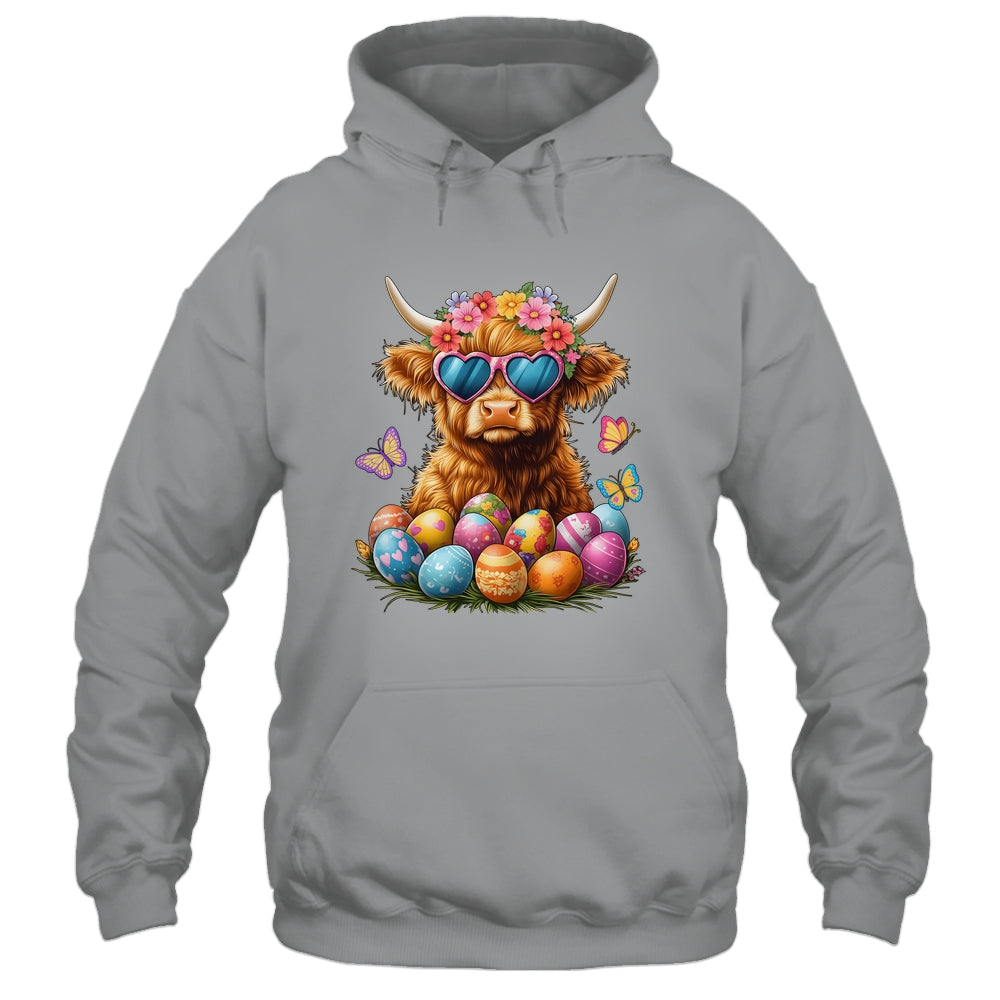 Happy Easter Highland Cow Women Girl Easter Day Farmer Shirt & Tank Top | teecentury
