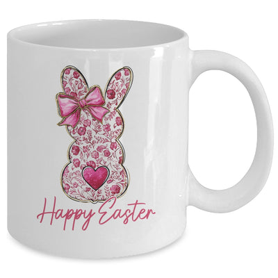 Happy Easter Pink Floral Bunny Easter Rabbit Coquette Girls Mug | teecentury