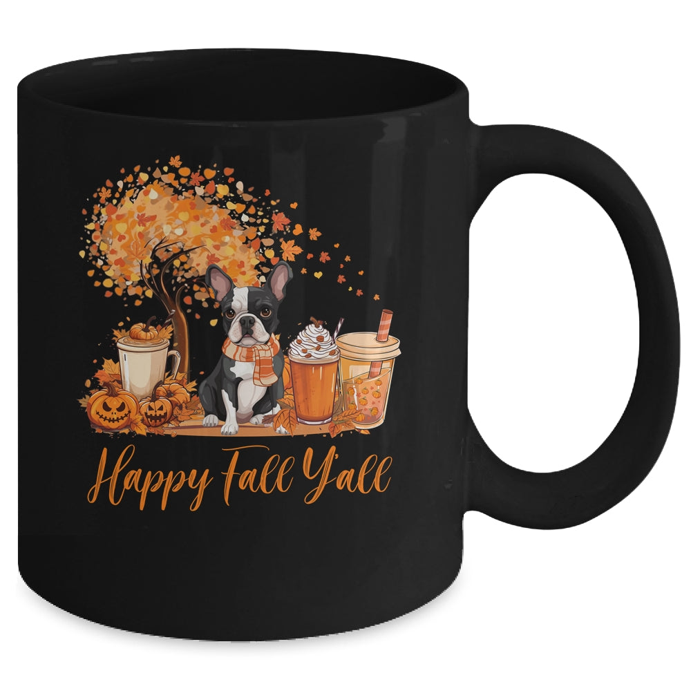 Happy Fall Y'all Boston Terrier Autumn Pumpkin Spice Latte Mug | teecentury