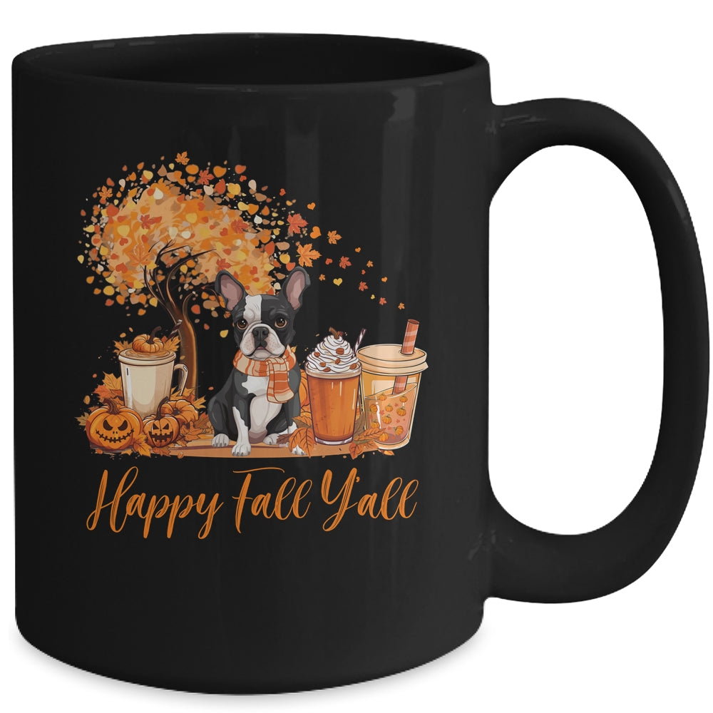 Happy Fall Y'all Boston Terrier Autumn Pumpkin Spice Latte Mug | teecentury