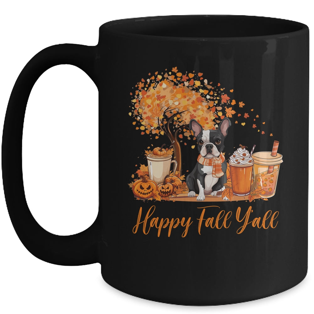 Happy Fall Y'all Boston Terrier Autumn Pumpkin Spice Latte Mug | teecentury