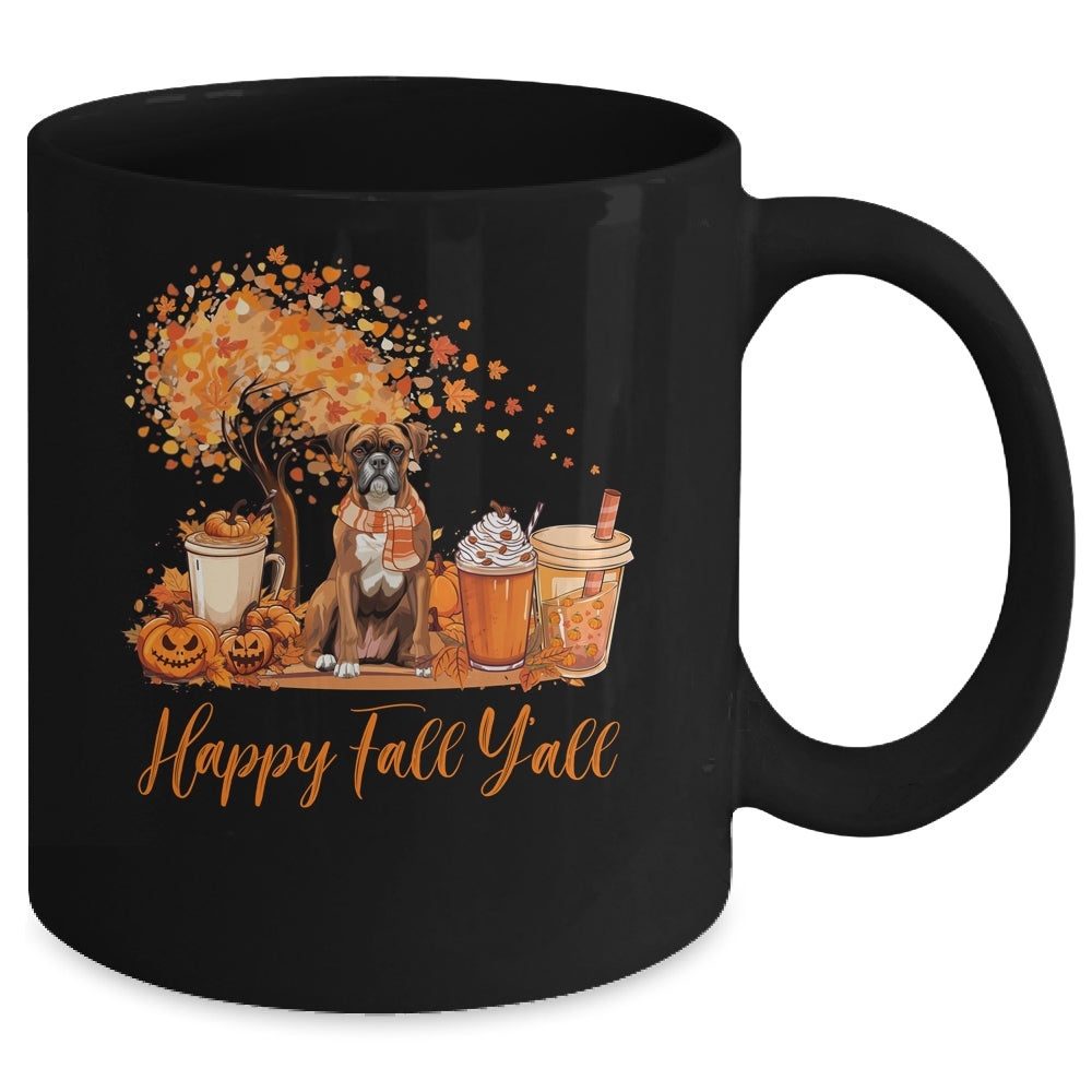 Happy Fall Y'all Boxer Autumn Pumpkin Spice Latte Mug | teecentury