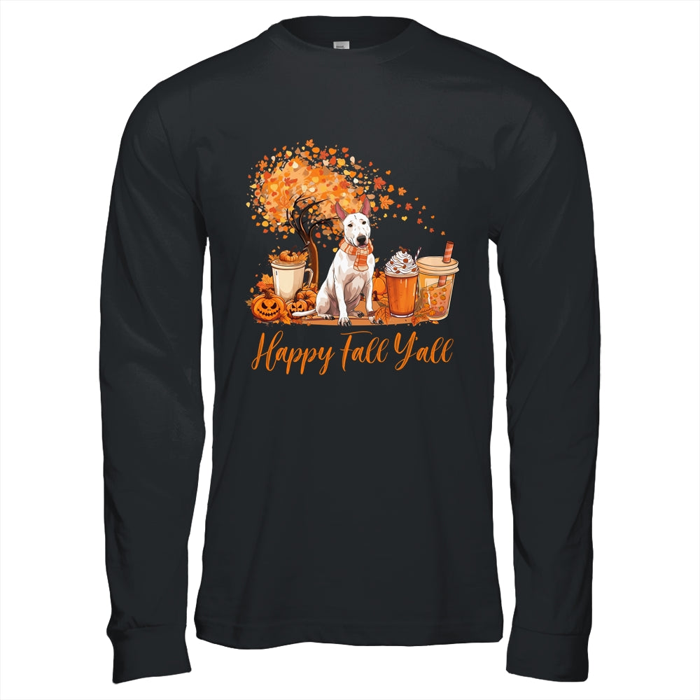 Happy Fall Y'all Bull Terrier Autumn Pumpkin Spice Latte Shirt & Hoodie | teecentury