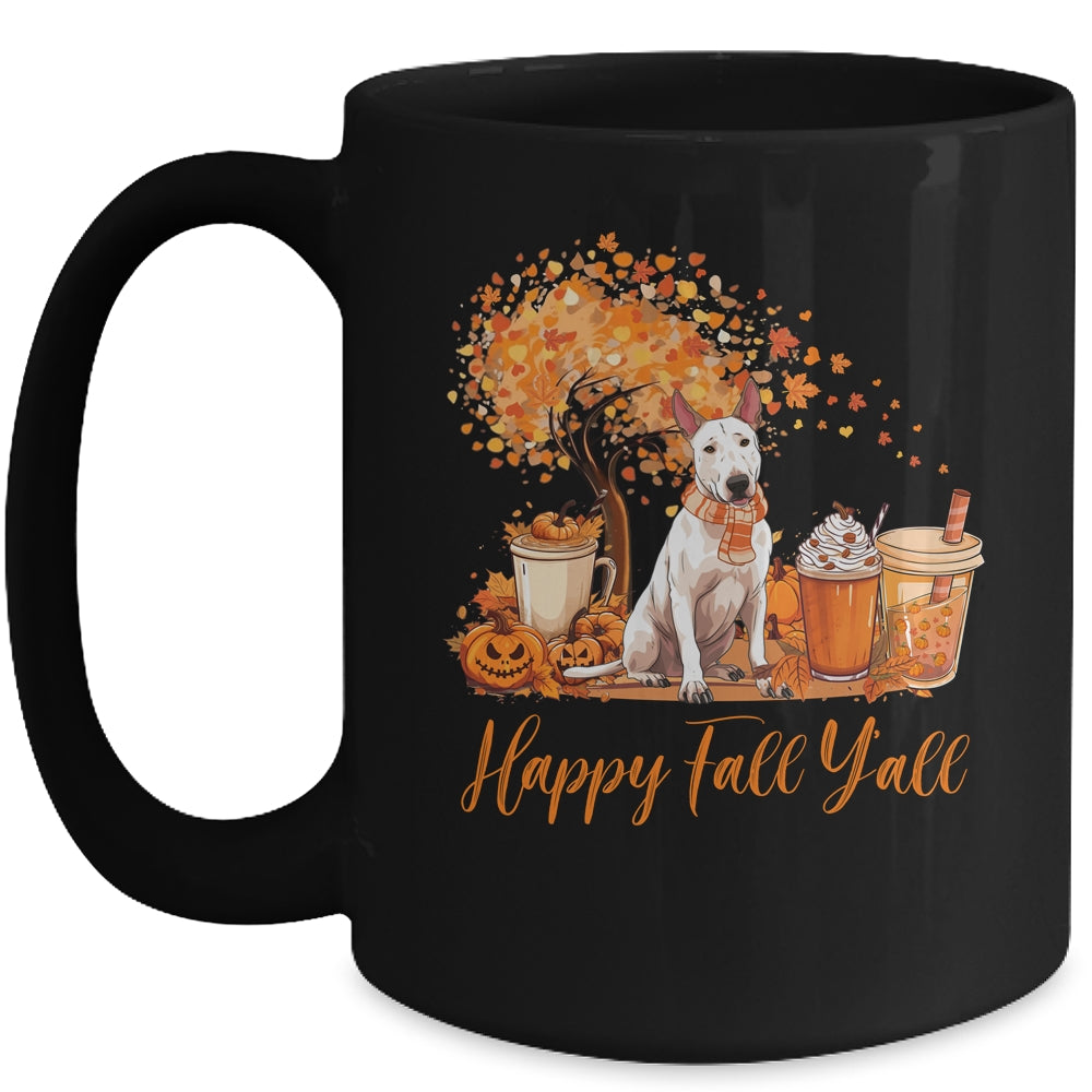 Happy Fall Y'all Bull Terrier Autumn Pumpkin Spice Latte Mug | teecentury