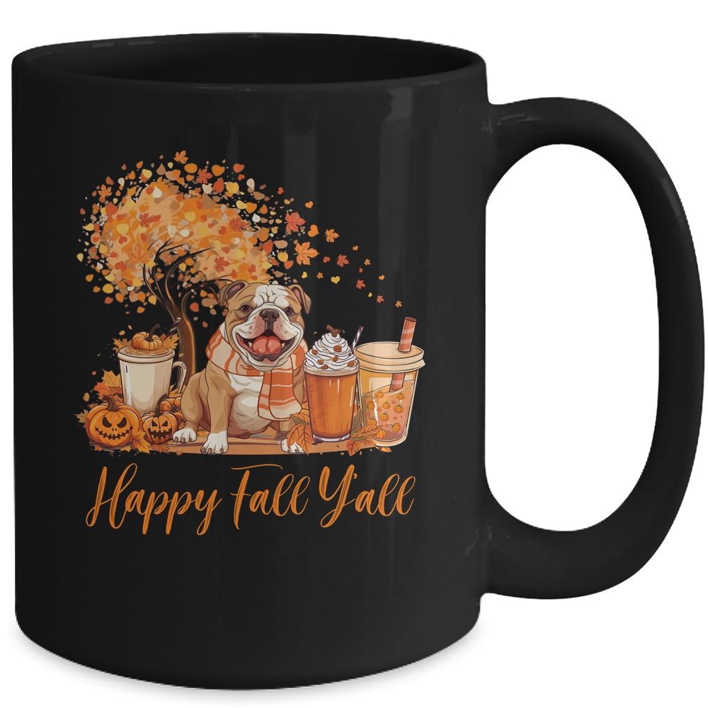 Happy Fall Y'all Bulldog Autumn Pumpkin Spice Latte Mug | teecentury