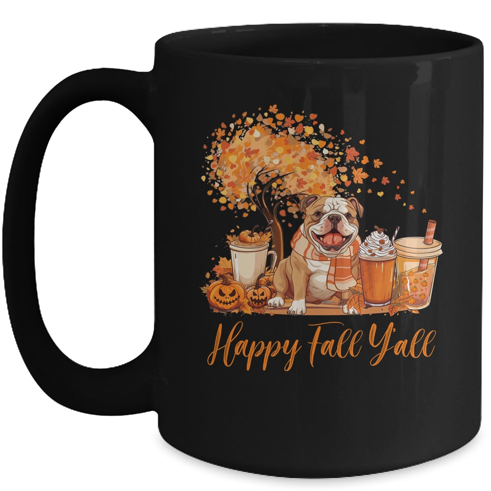 Happy Fall Y'all Bulldog Autumn Pumpkin Spice Latte Mug | teecentury