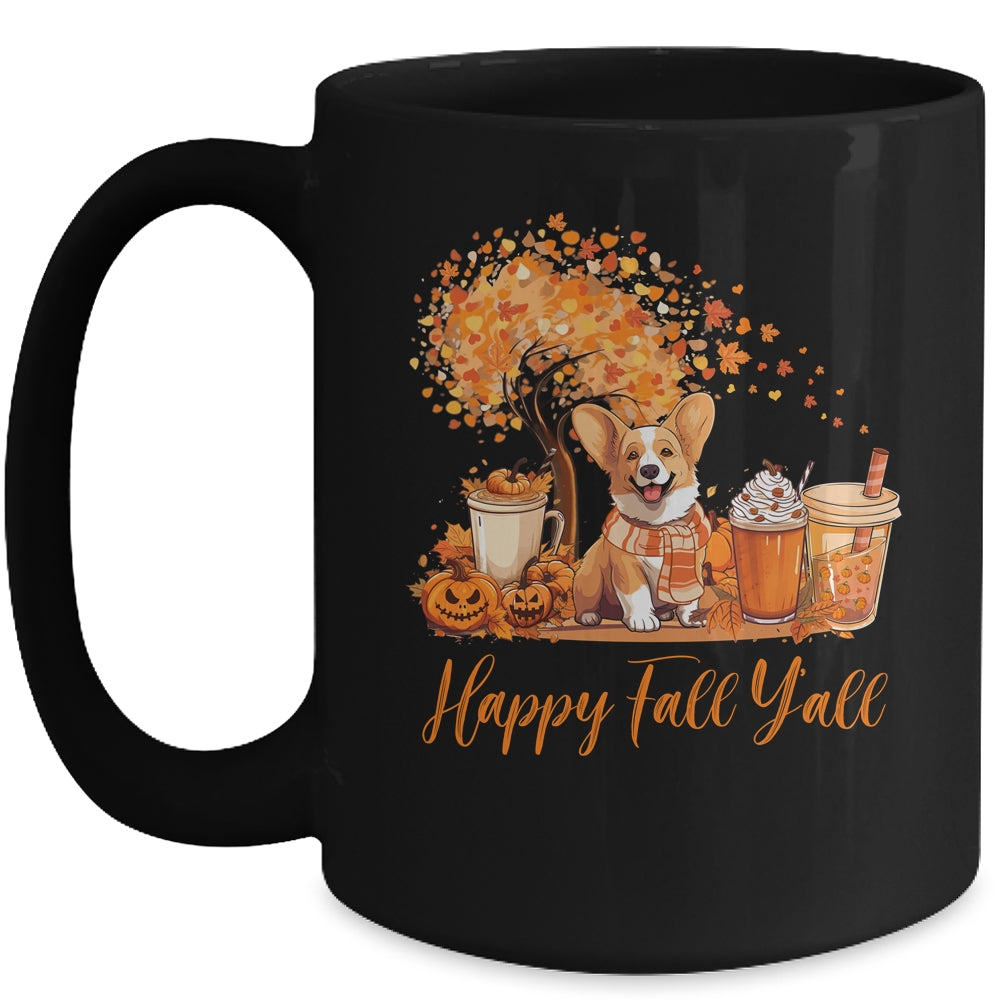 Happy Fall Y'all Corgi Autumn Pumpkin Spice Latte Mug | teecentury