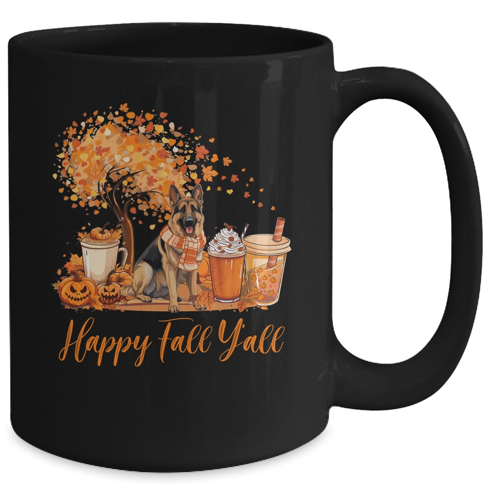 Happy Fall Y'all German Shepherd Autumn Pumpkin Spice Latte Mug | teecentury