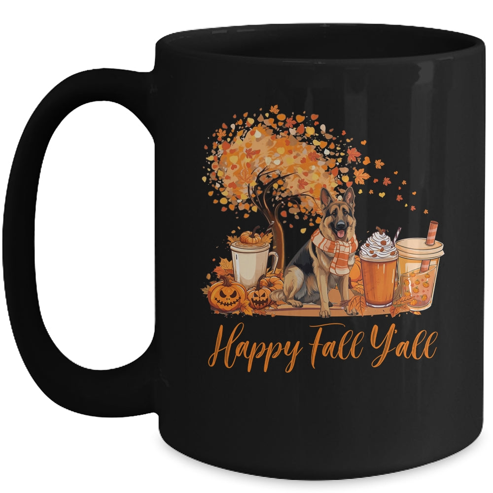 Happy Fall Y'all German Shepherd Autumn Pumpkin Spice Latte Mug | teecentury