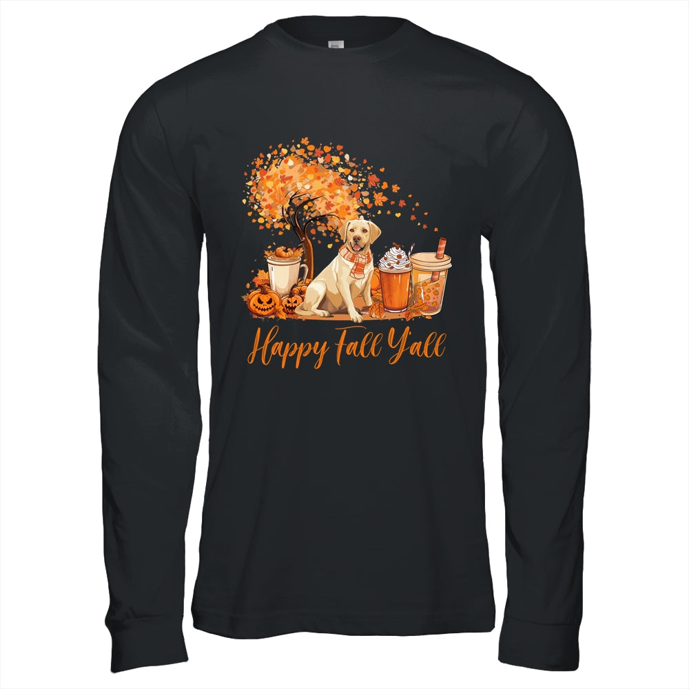 Happy Fall Y'all Labrador Autumn Pumpkin Spice Latte Shirt & Hoodie | teecentury