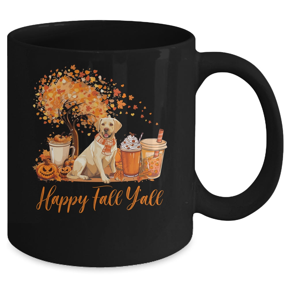 Happy Fall Y'all Labrador Autumn Pumpkin Spice Latte Mug | teecentury