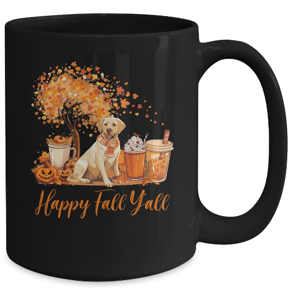 Happy Fall Y'all Labrador Autumn Pumpkin Spice Latte Mug | teecentury