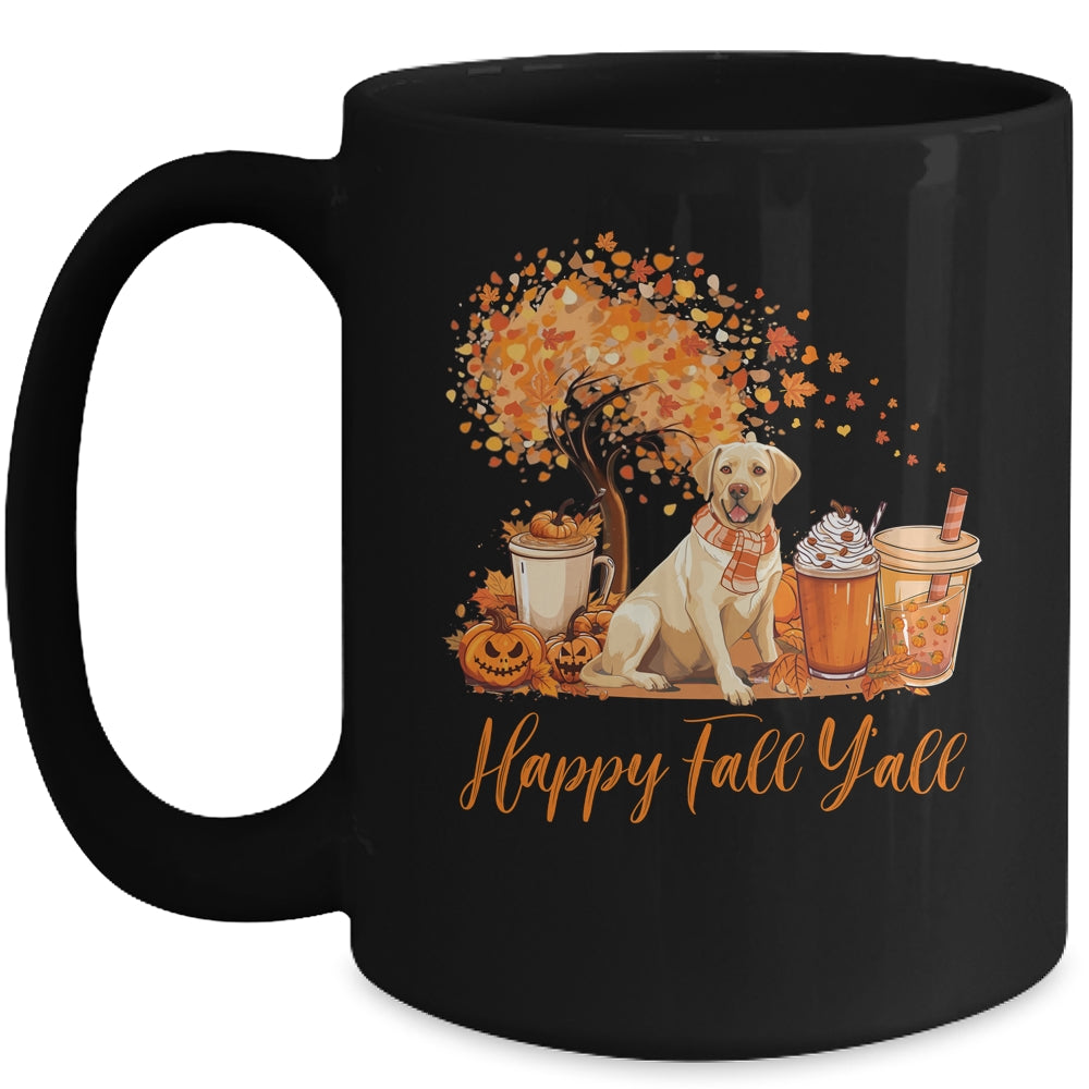 Happy Fall Y'all Labrador Autumn Pumpkin Spice Latte Mug | teecentury