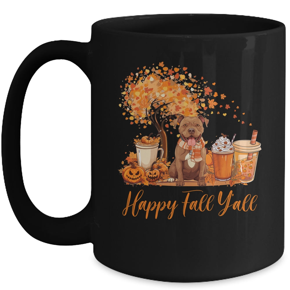 Happy Fall Y'all Pitbull Autumn Pumpkin Spice Latte Mug | teecentury
