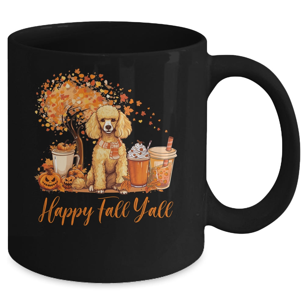 Happy Fall Y'all Poodle Autumn Pumpkin Spice Latte Mug | teecentury
