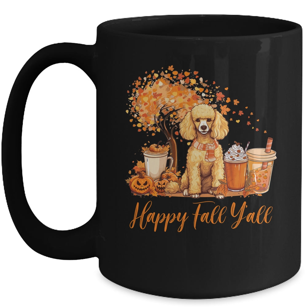 Happy Fall Y'all Poodle Autumn Pumpkin Spice Latte Mug | teecentury