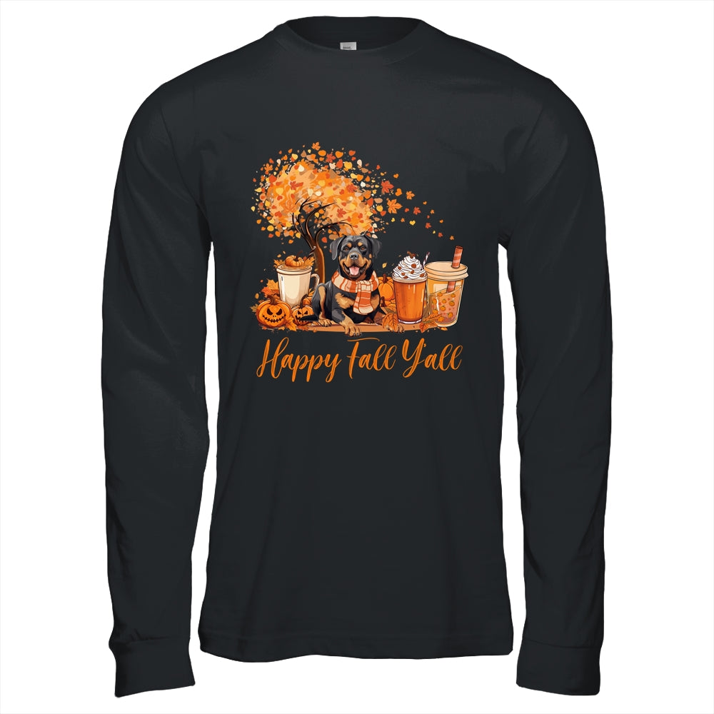 Happy Fall Y'all Rottweiler Autumn Pumpkin Spice Latte Shirt & Hoodie | teecentury
