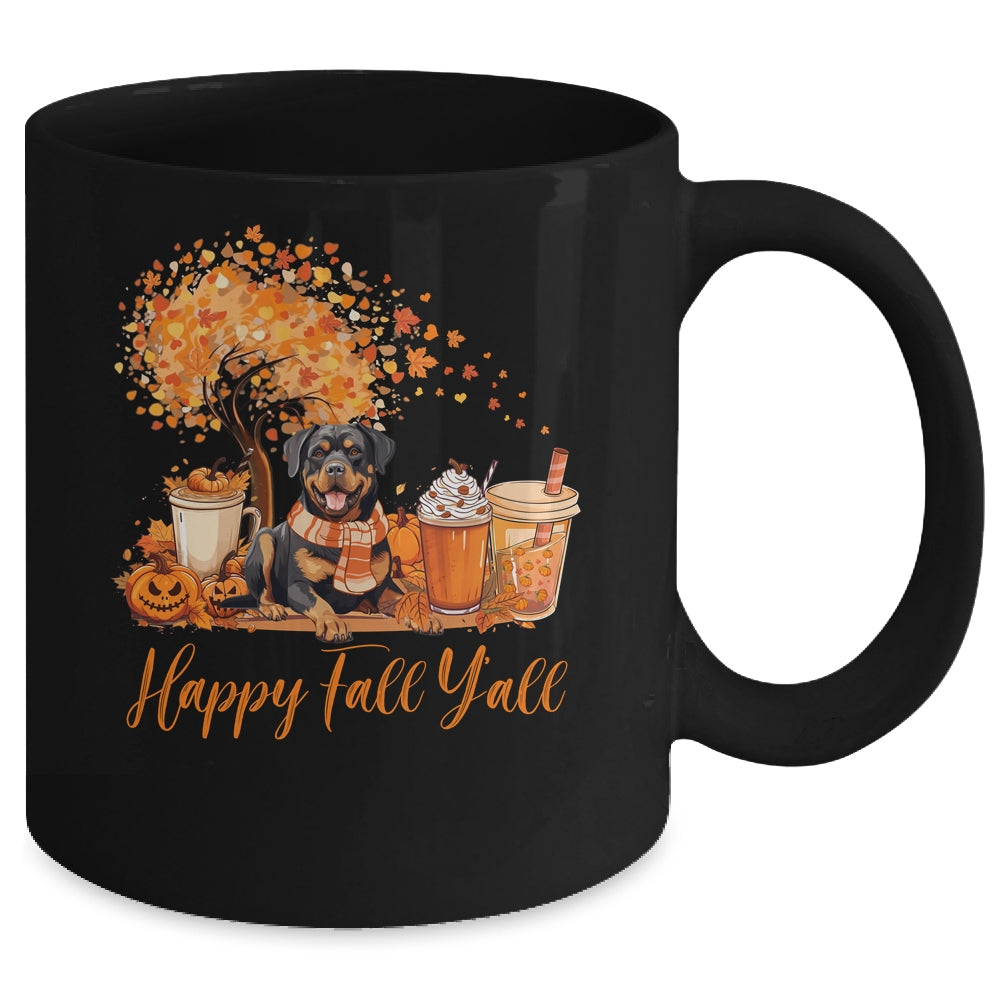 Happy Fall Y'all Rottweiler Autumn Pumpkin Spice Latte Mug | teecentury