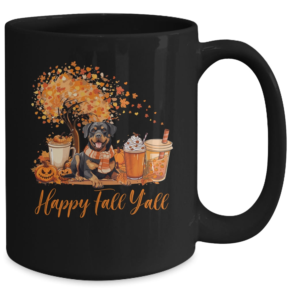 Happy Fall Y'all Rottweiler Autumn Pumpkin Spice Latte Mug | teecentury