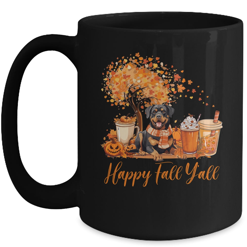 Happy Fall Y'all Rottweiler Autumn Pumpkin Spice Latte Mug | teecentury