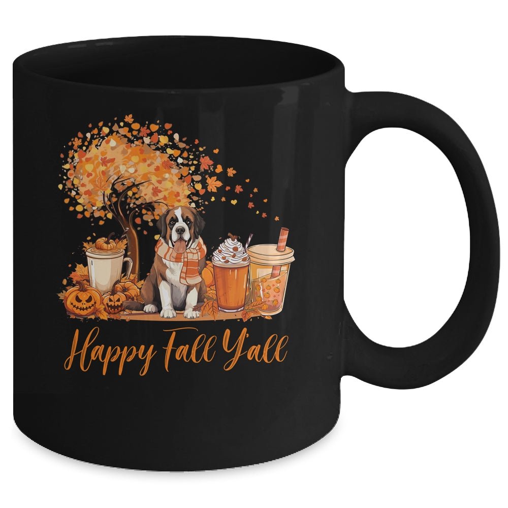 Happy Fall Y'all Saint Bernard Autumn Pumpkin Spice Latte Mug | teecentury