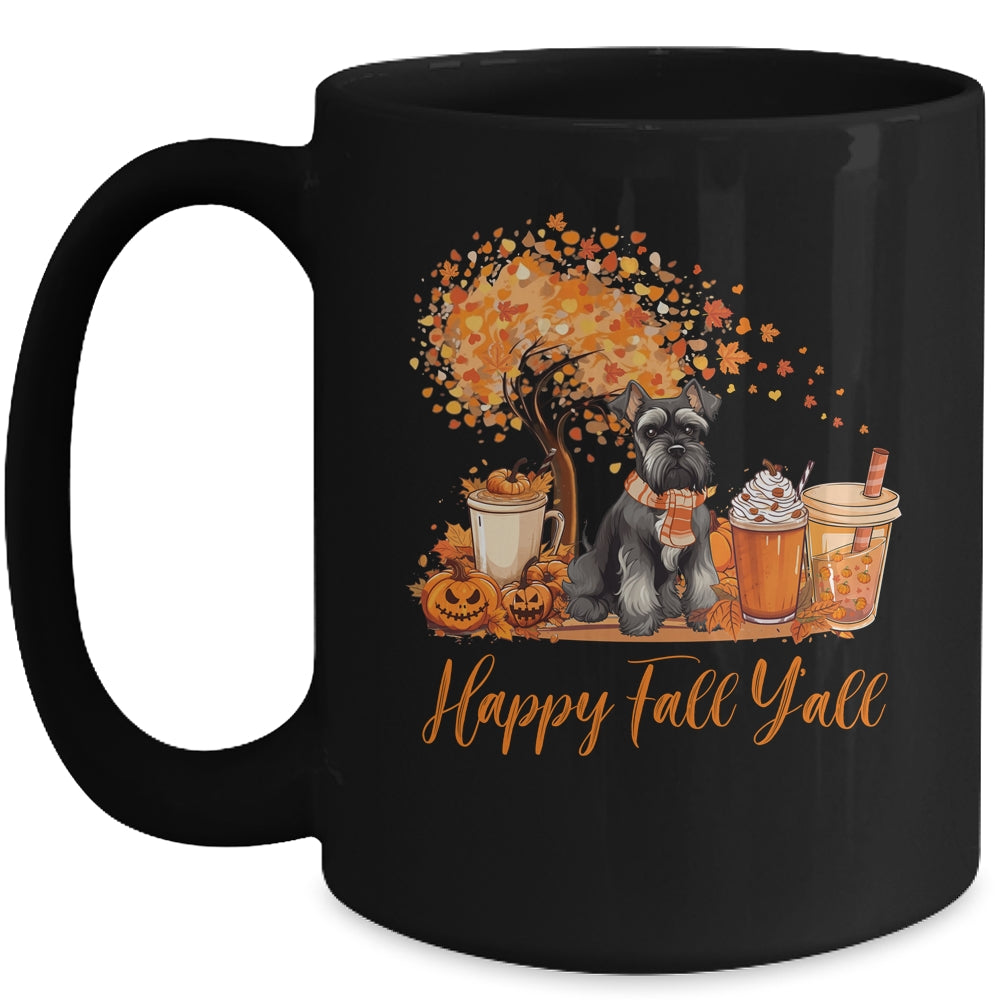 Happy Fall Y'all Schnauzer Autumn Pumpkin Spice Latte Mug | teecentury