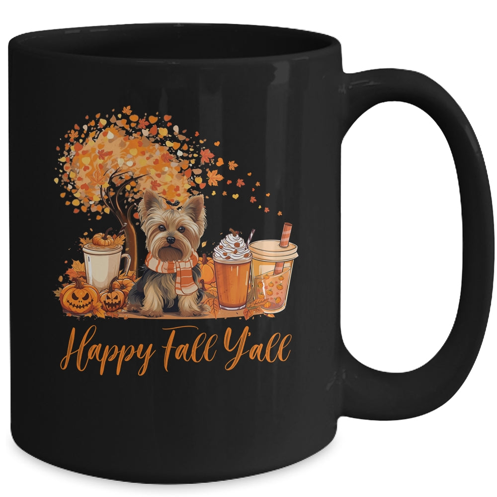 Happy Fall Y'all Yorkie Autumn Pumpkin Spice Latte Mug | teecentury