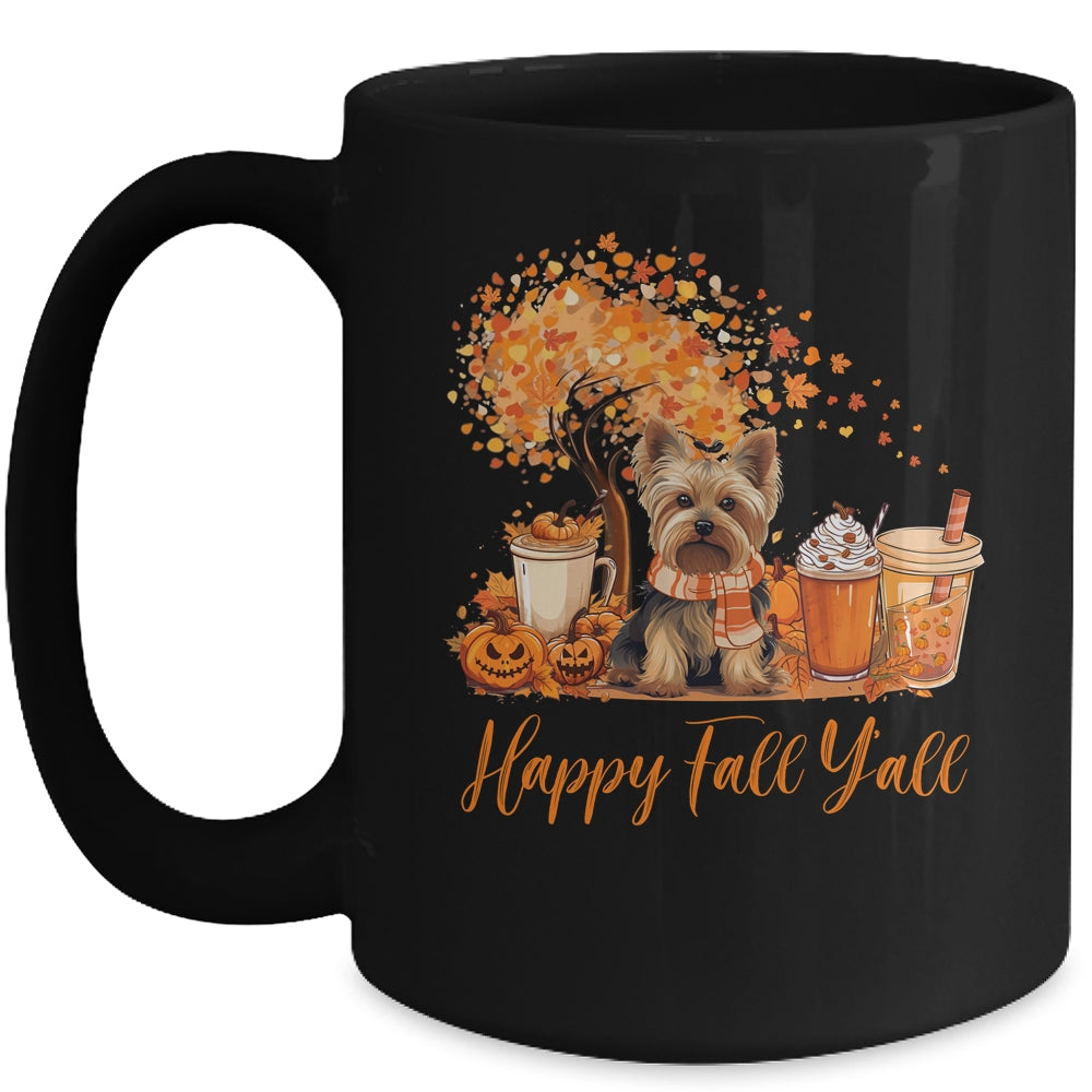 Happy Fall Y'all Yorkie Autumn Pumpkin Spice Latte Mug | teecentury