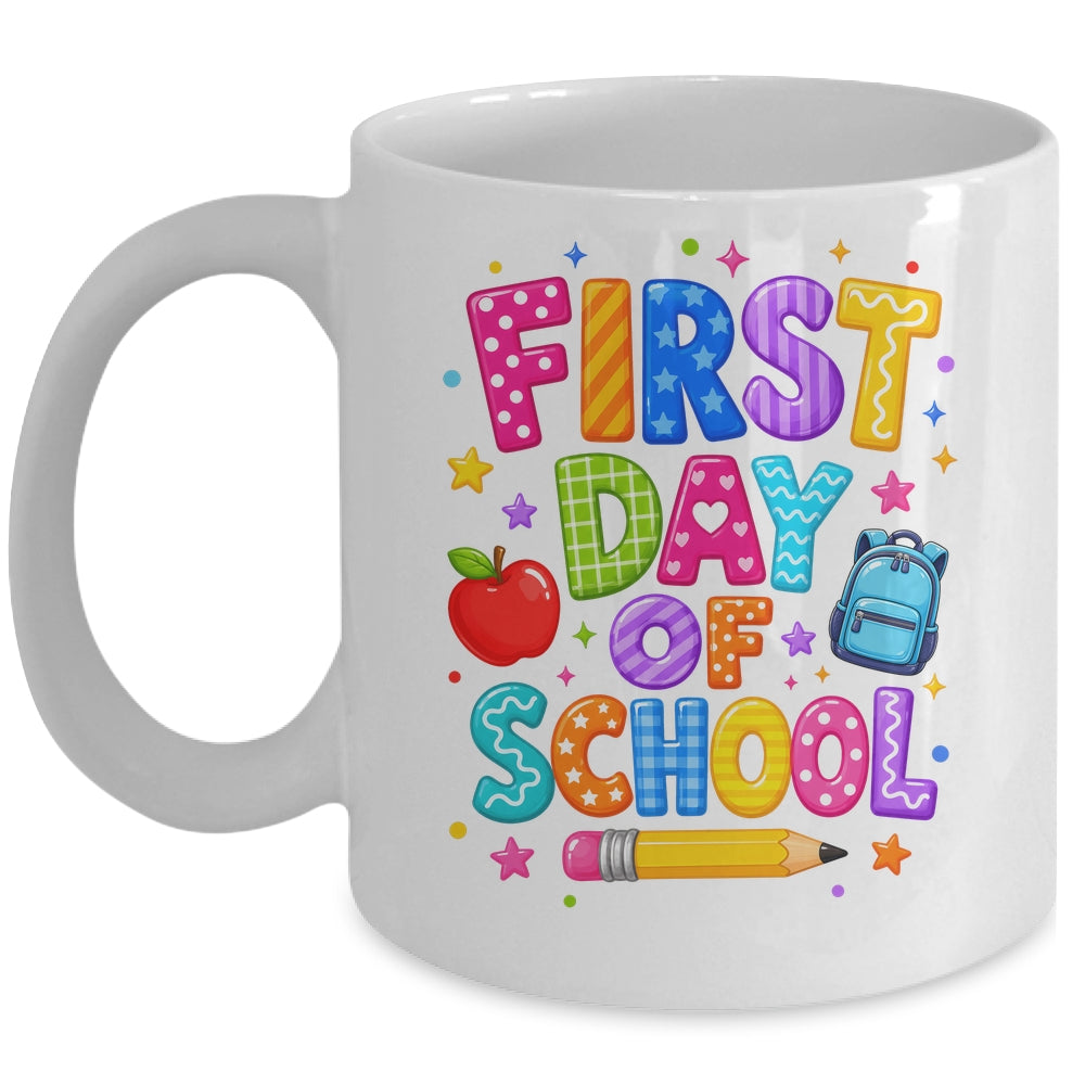 Happy First Day Of School Preppy Back To School Teacher Mug | teecentury