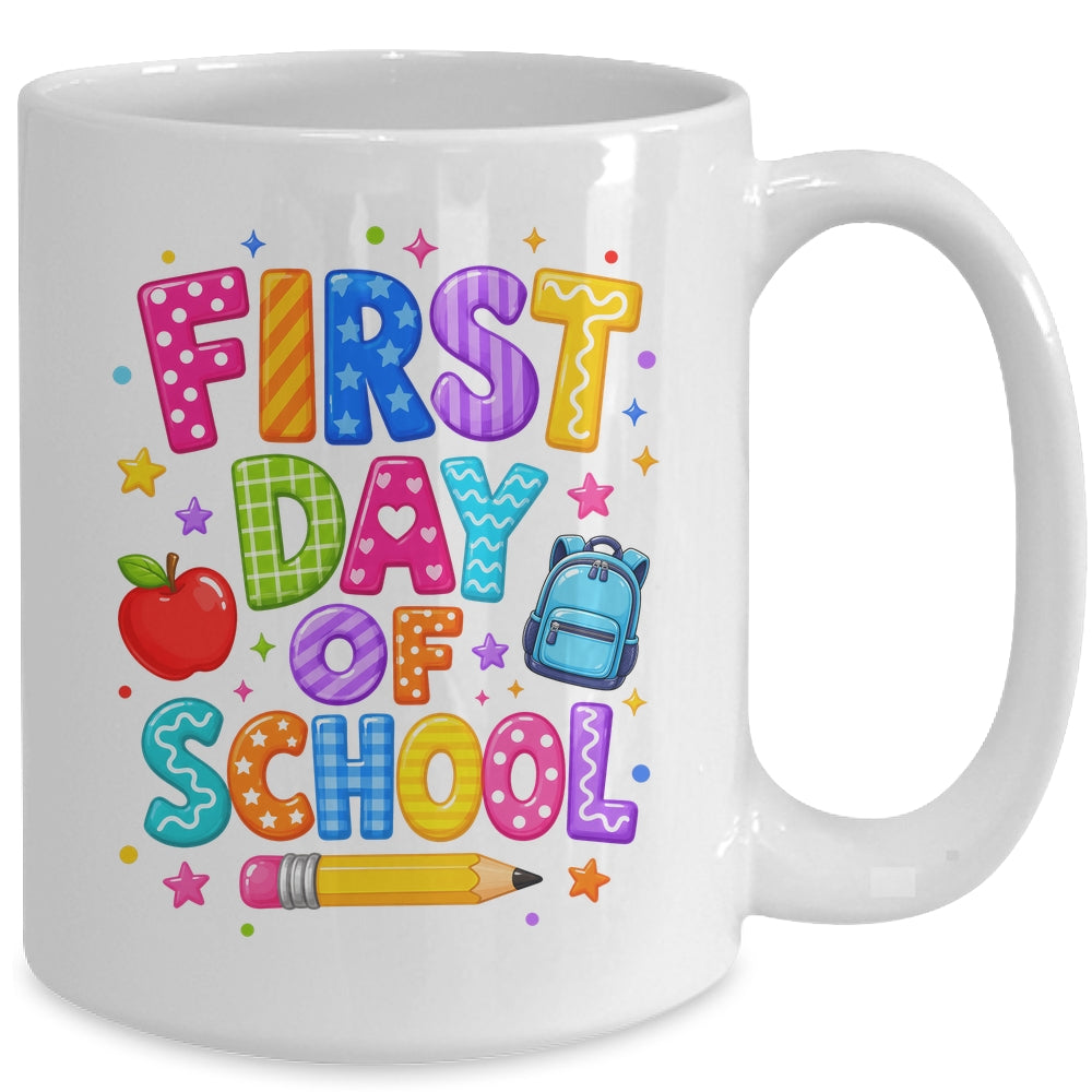 Happy First Day Of School Preppy Back To School Teacher Mug | teecentury
