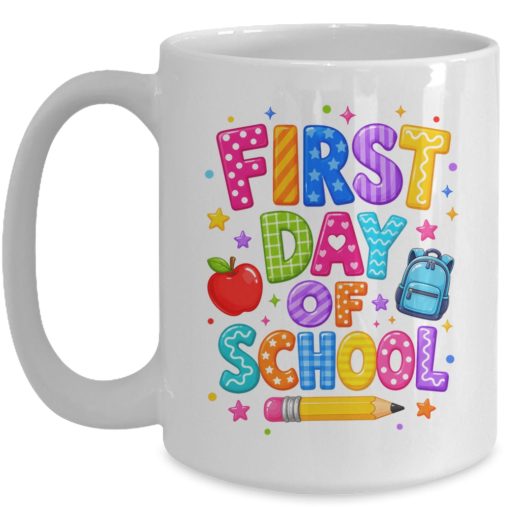 Happy First Day Of School Preppy Back To School Teacher Mug | teecentury