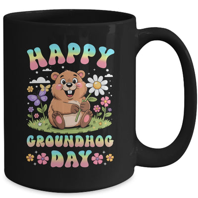 Happy Groundhog Day 2026 Cute Groundhog Lover Flower Girl Mug | teecentury