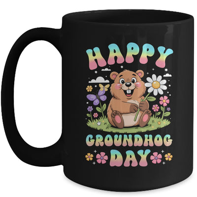 Happy Groundhog Day 2026 Cute Groundhog Lover Flower Girl Mug | teecentury