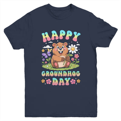 Happy Groundhog Day 2026 Cute Groundhog Lover Flower Girl Youth Shirt | teecentury