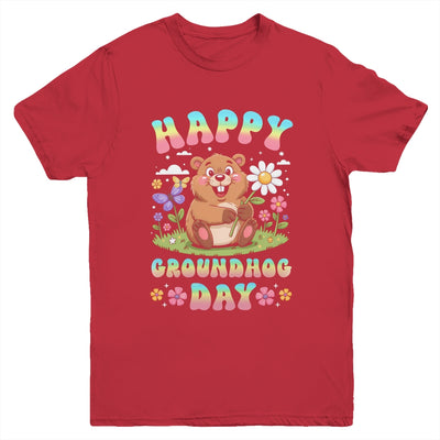Happy Groundhog Day 2026 Cute Groundhog Lover Flower Girl Youth Shirt | teecentury