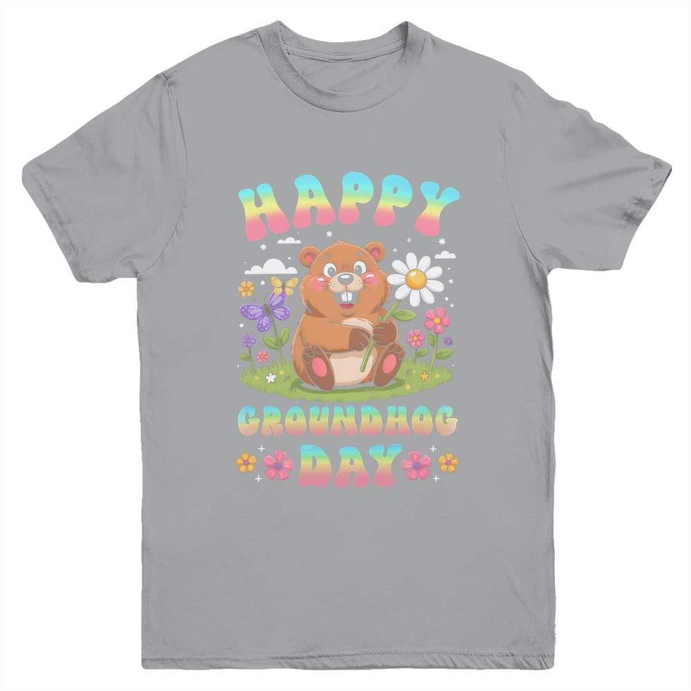 Happy Groundhog Day 2026 Cute Groundhog Lover Flower Girl Youth Shirt | teecentury