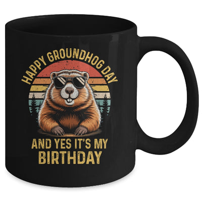 Happy Groundhog Day Birthday Cool Groundhog With Sunglasses Mug | teecentury
