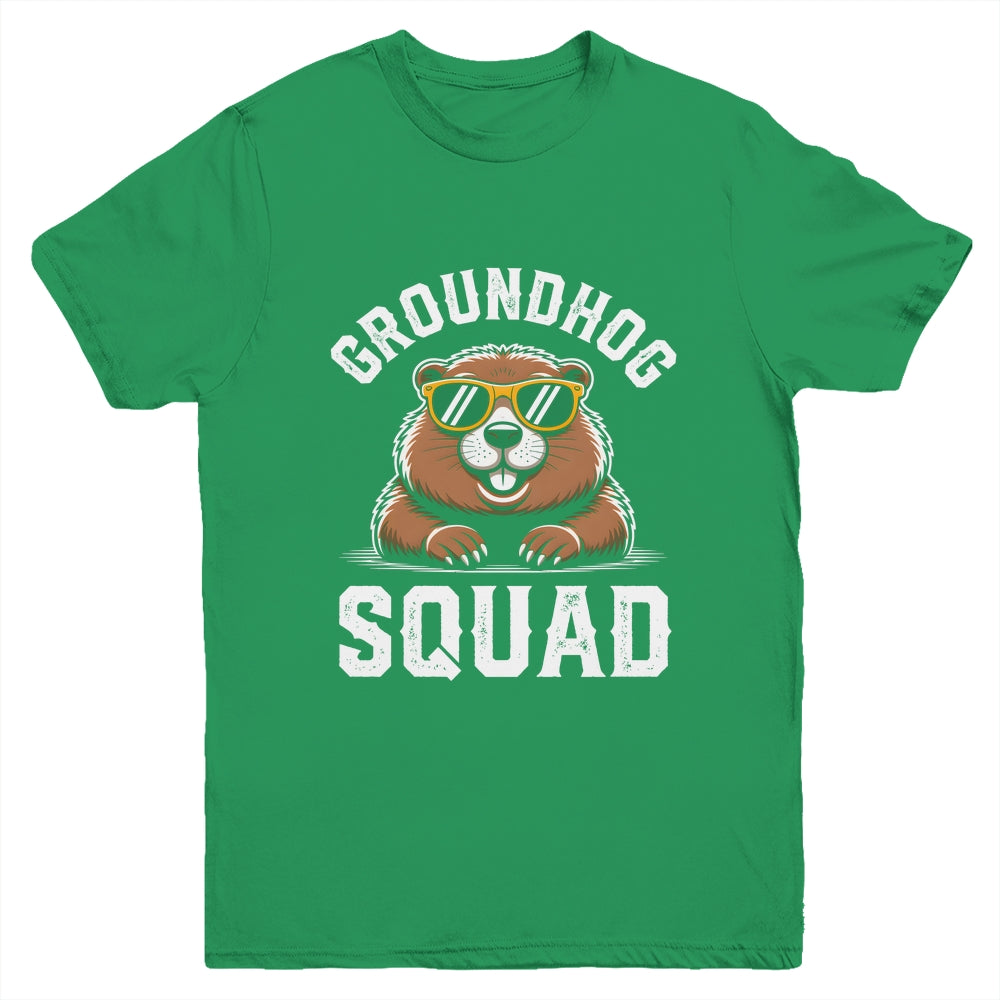 Happy Groundhog Squad 2026 Cool Groundhog With Sunglasses Youth Shirt | teecentury