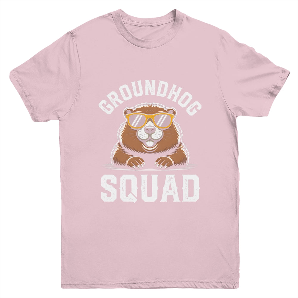 Happy Groundhog Squad 2026 Cool Groundhog With Sunglasses Youth Shirt | teecentury