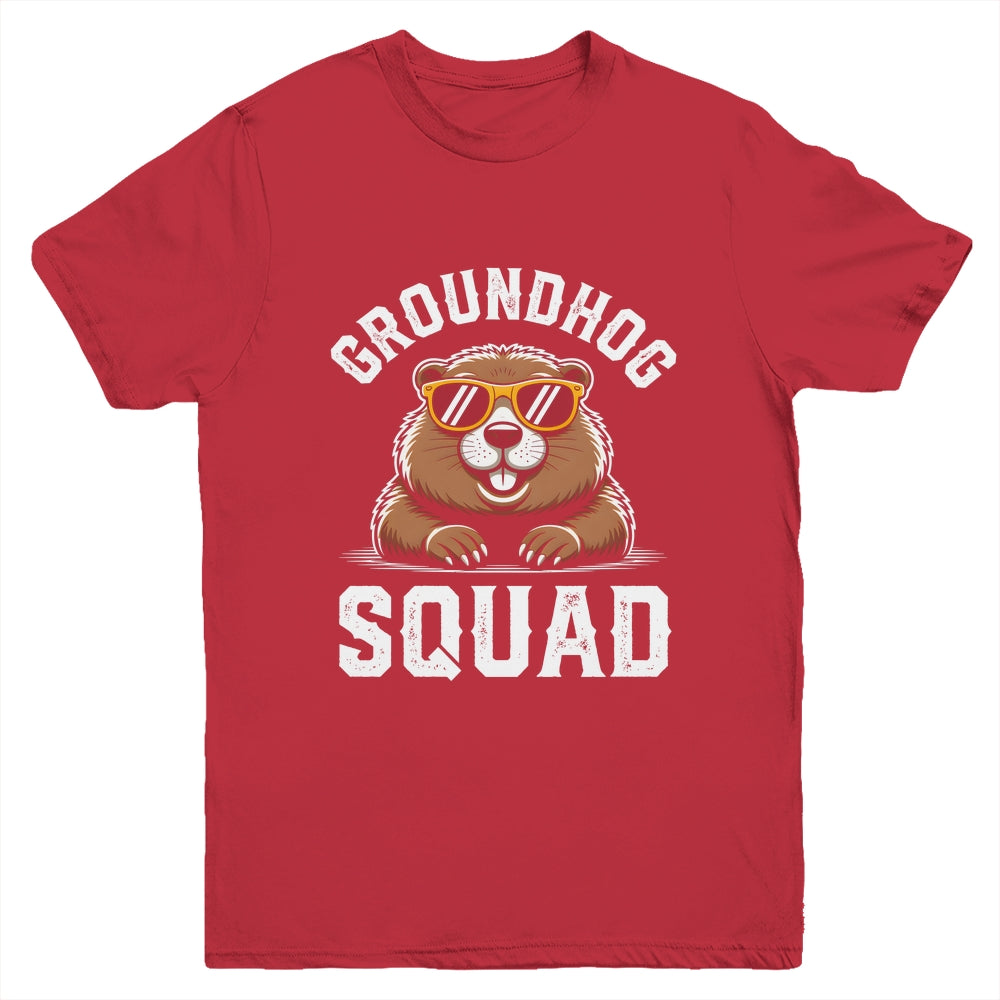 Happy Groundhog Squad 2026 Cool Groundhog With Sunglasses Youth Shirt | teecentury