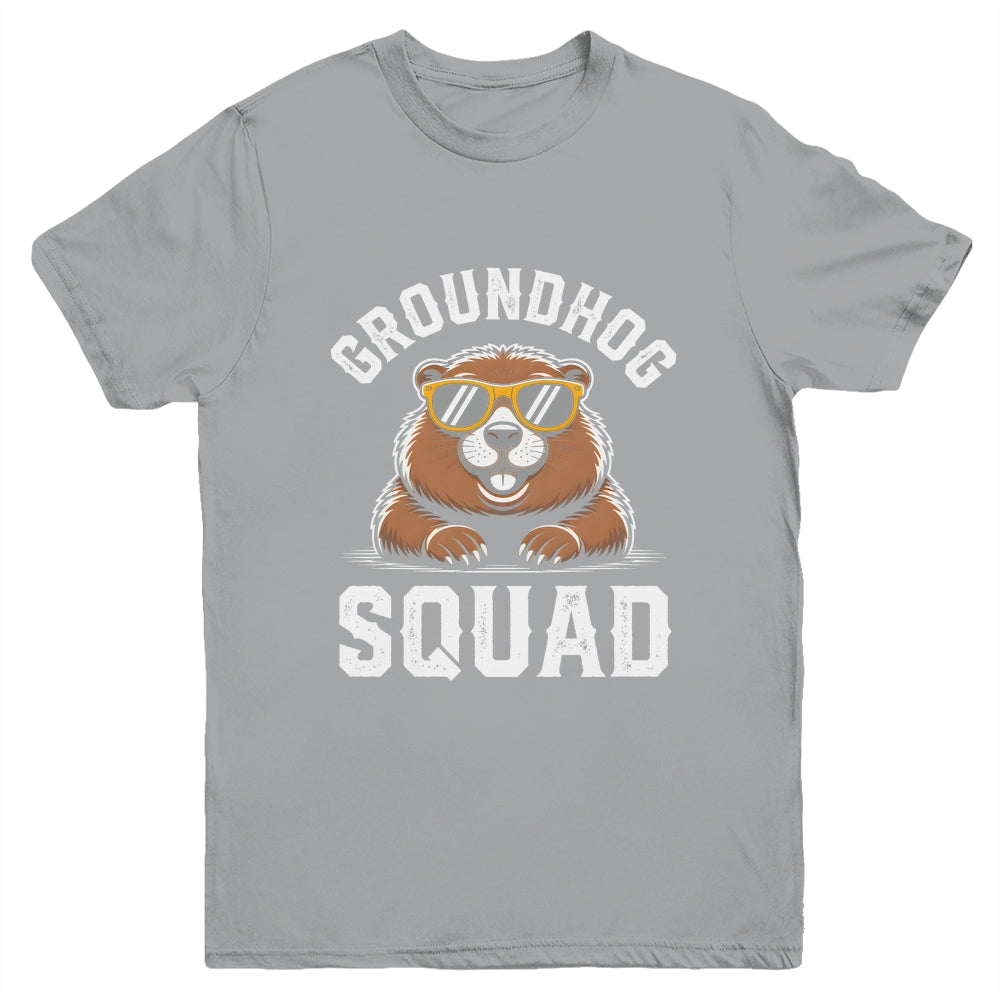 Happy Groundhog Squad 2026 Cool Groundhog With Sunglasses Youth Shirt | teecentury