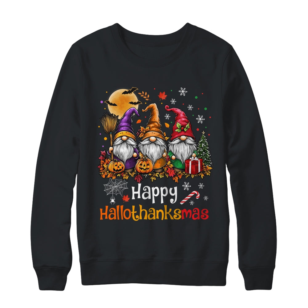 Happy Hallothanksmas Gnomes Lover Halloween Merry Christmas Shirt & Sweatshirt | teecentury