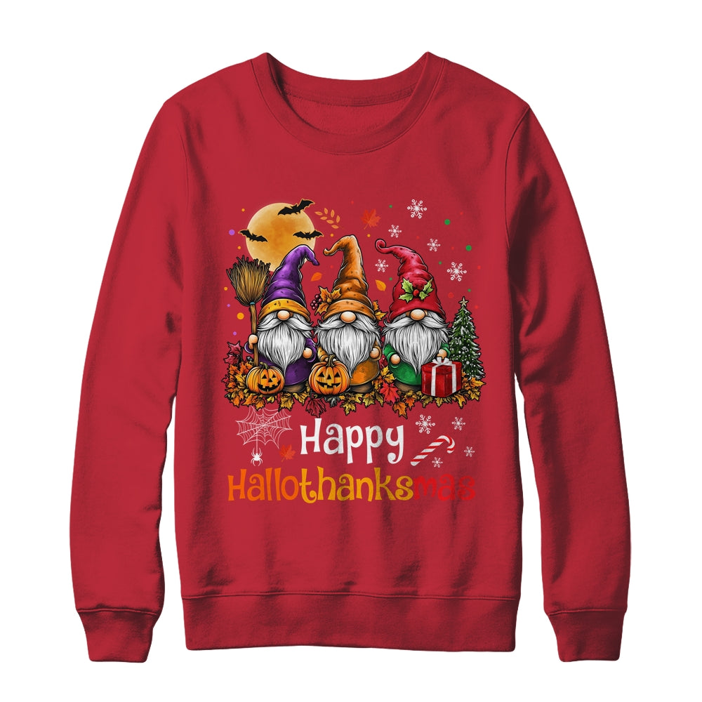 Happy Hallothanksmas Gnomes Lover Halloween Merry Christmas Shirt & Sweatshirt | teecentury