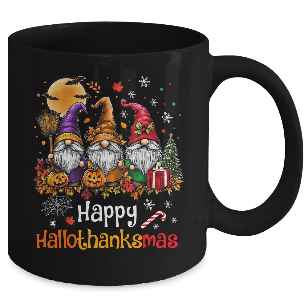 Happy Hallothanksmas Gnomes Lover Halloween Merry Christmas Mug | teecentury