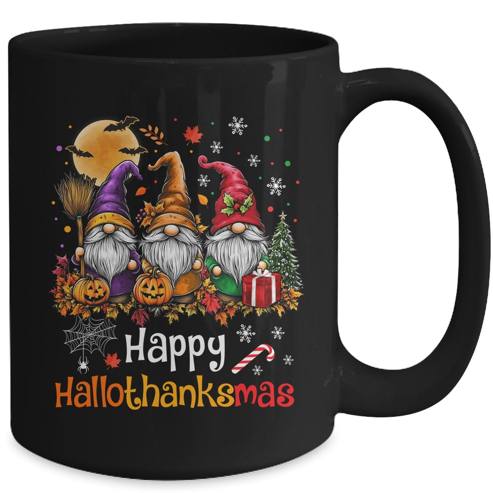 Happy Hallothanksmas Gnomes Lover Halloween Merry Christmas Mug | teecentury